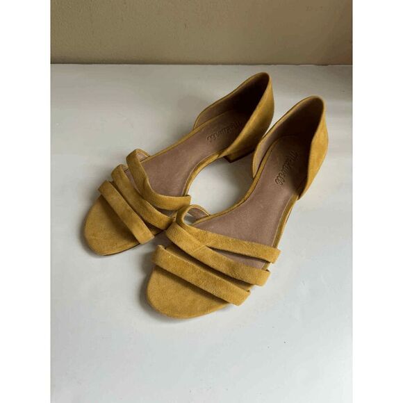 Madewell the Leia Sandal Mustard Yellow Suede Slip On Size 8 - Picture 1 of 5